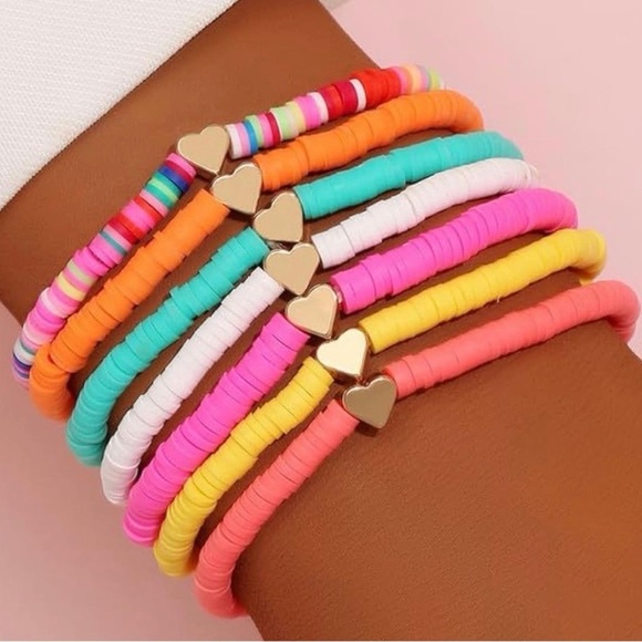 Jewelry - Colorful Heart Beaded Bracelets - 7pcs |NWT